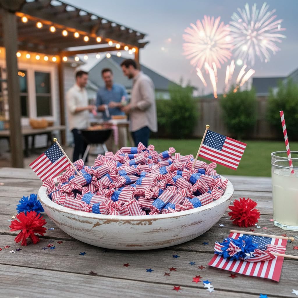 American Flag Chocolate Candy Rolls - Patriotic Candy - Perfect For 4th of July - Red White and Blue Candy - 5 Pounds