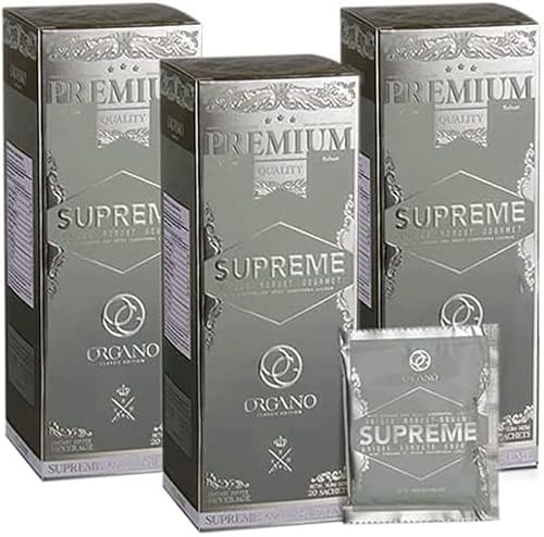 3 Boxes ORGANO Café Supreme, 100% Ganoderma Lucidum with Ginseng (60 Sachets)