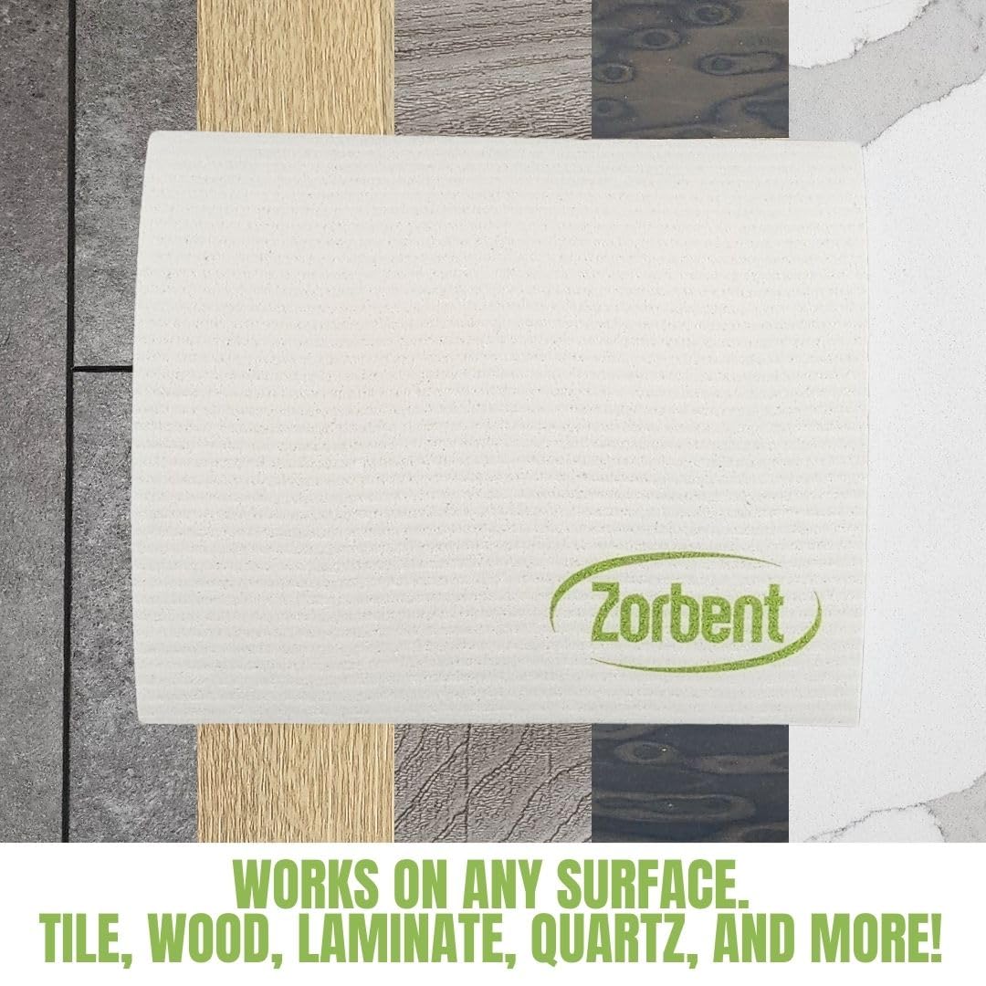 Zorbent Super Absorbent Towels 6 Pack, Natural, Reusable Paper Towel Alternative, Lint Free Cleaning Cloth for Kitchen, Gym, Shoes, Travel, & Camping