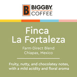 BIGGBY® La Fortaleza Whole Bean Coffee,100% Farm-Direct, 8oz Bag, Medium Roasted