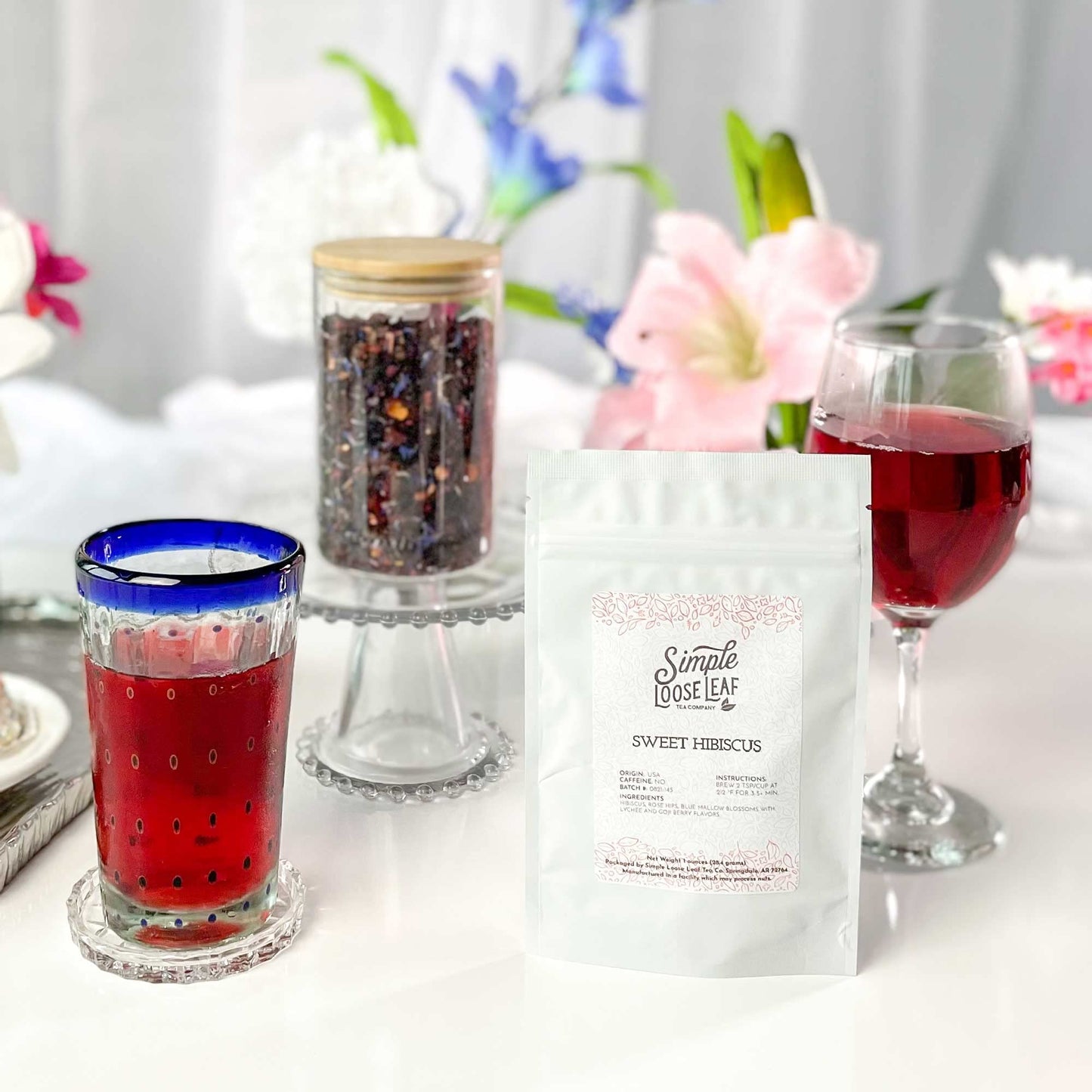 Simple Loose Leaf - Sweet Hibiscus Tea - Premium Loose Leaf Herbal Tea - Caffeine Free - Simple and Elegant (4 Ounce)