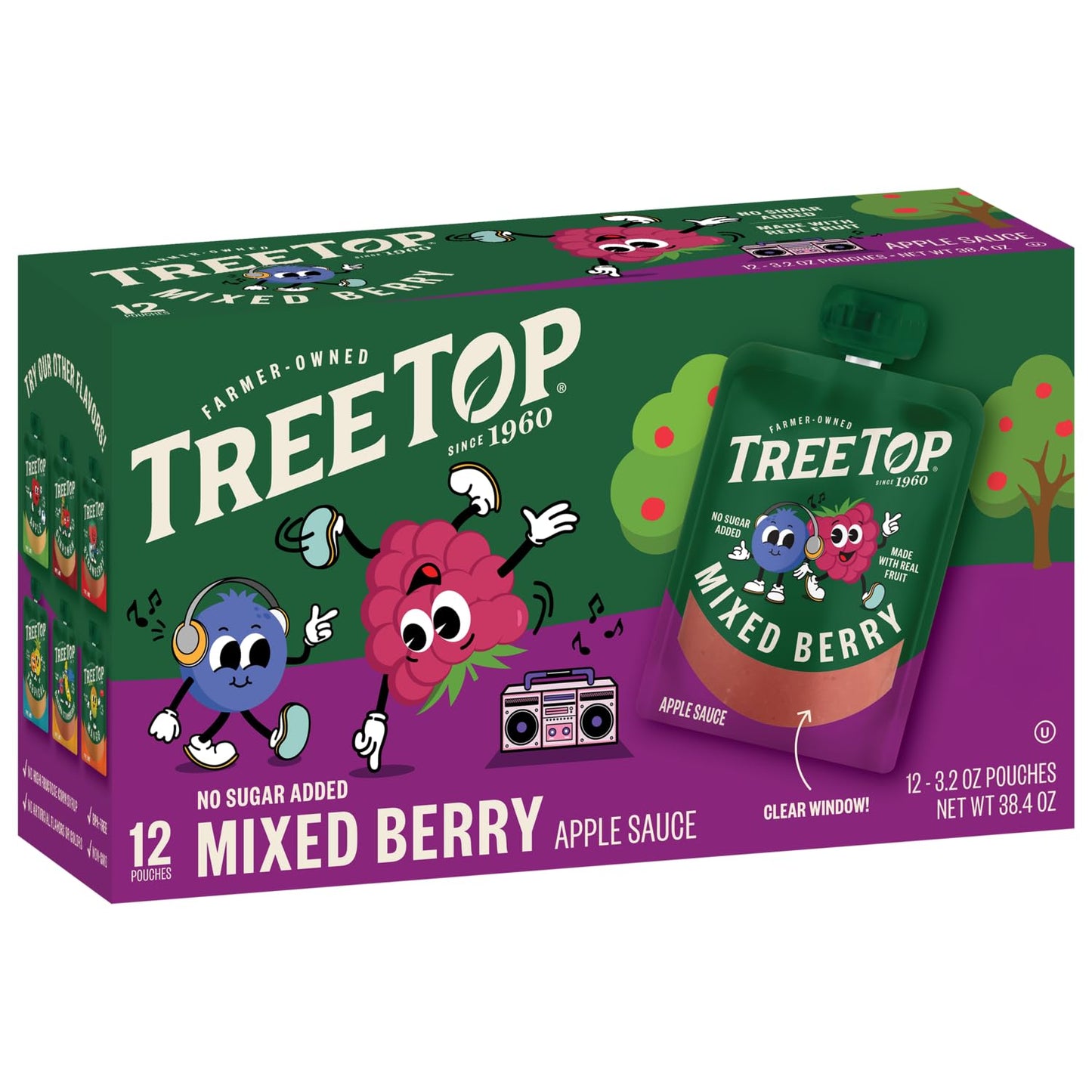 Tree Top Applesauce Pouches (3.2 Ounce (Pack of 12), Mixed Berry)