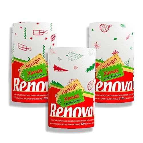 Renova Kitchen Paper Towel Jumbo Roll 2-ply 120 Sheets (Christmas, 3 Rolls)