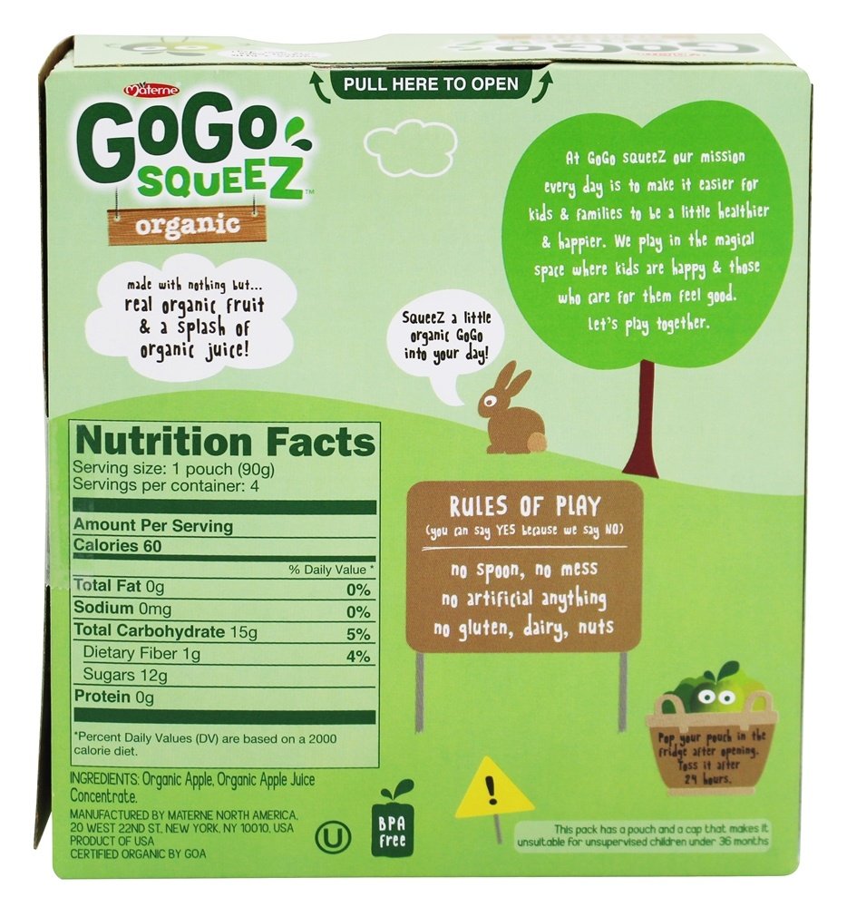 Organic Applesauce Squeezes - Apple Apple