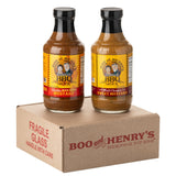 Boo and Henry's BBQ Mustard Barbecue Sauce Variety 2-Pack, World Champion Sweet Mustard Plus Carolina Red Hot Mustard Sauce with Signature Ghost