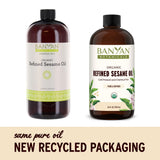Banyan Botanicals Refined Sesame Oil - Organic Sesame Oil for Skin, Body, Hair & More - Multiple Sizes - 24 oz - Non GMO Sustainably Sourced Vegan