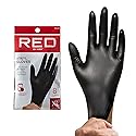Red by Kiss 8Pcs Black Vinyl Gloves, Disposable, Latex Free, Powder Free, Multi-functional Gloves, Cleaning Service Gloves (Small)