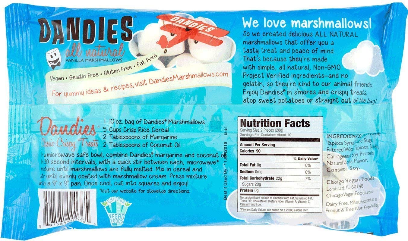 Dandies Vegan Marshmallow, 10 Ounce (Pack of 12)