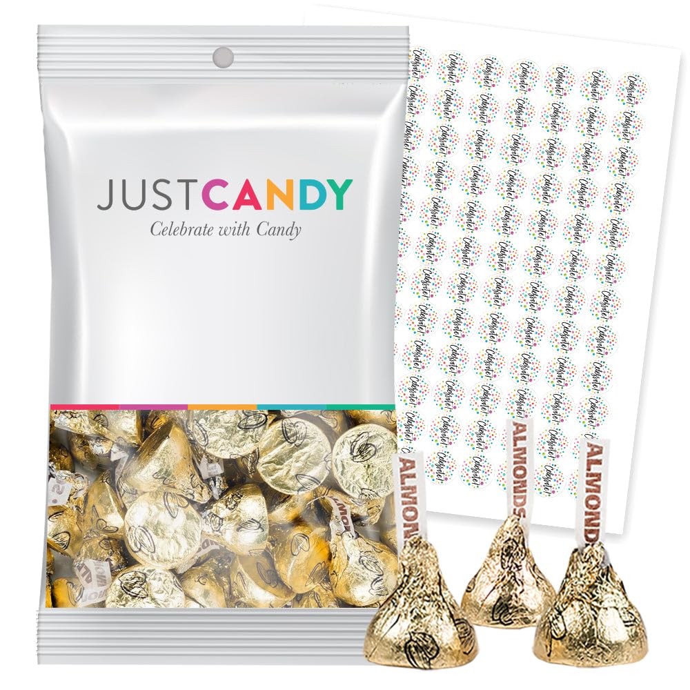 Gold Milk Chocolate Almond Kisses Plus Exclusive Kiss Stickers - 180 Pieces