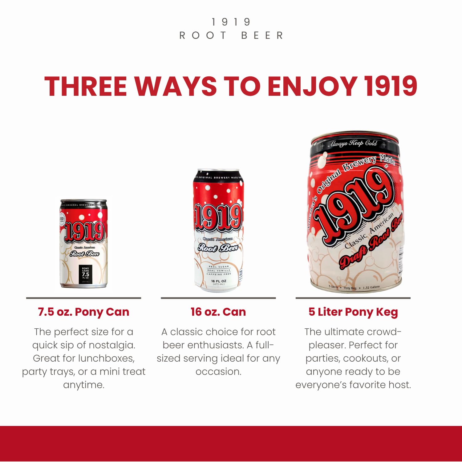 1919 Draft Root Beer Soda, 5 Liter Pony Keg, Caffeine-Free, Real Sugar and Real Vanilla, Small Batch, Creamy, Full Bodied, Family-Founded, Birthday