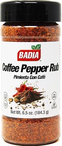 Badia Coffee Pepper Seasoning, 6.5 oz - Chili Pepper, Coffee, Garlic, Brown Sugar Blend for Smoky Sweet Rub, Gluten Free, No Msg