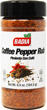 Badia Coffee Pepper Seasoning, 6.5 oz - Chili Pepper, Coffee, Garlic, Brown Sugar Blend for Smoky Sweet Rub, Gluten Free, No Msg