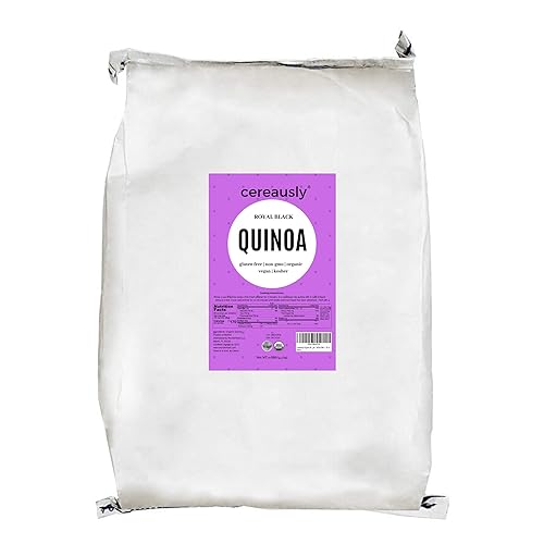 CEREAUSLY Organic Black Quinoa - Premium Royal Quinoa from Bolivia - Kosher and Non-GMO Quinoa Bulk - Vegan and Gluten-Fee Cooking Quinoa - 10 LB