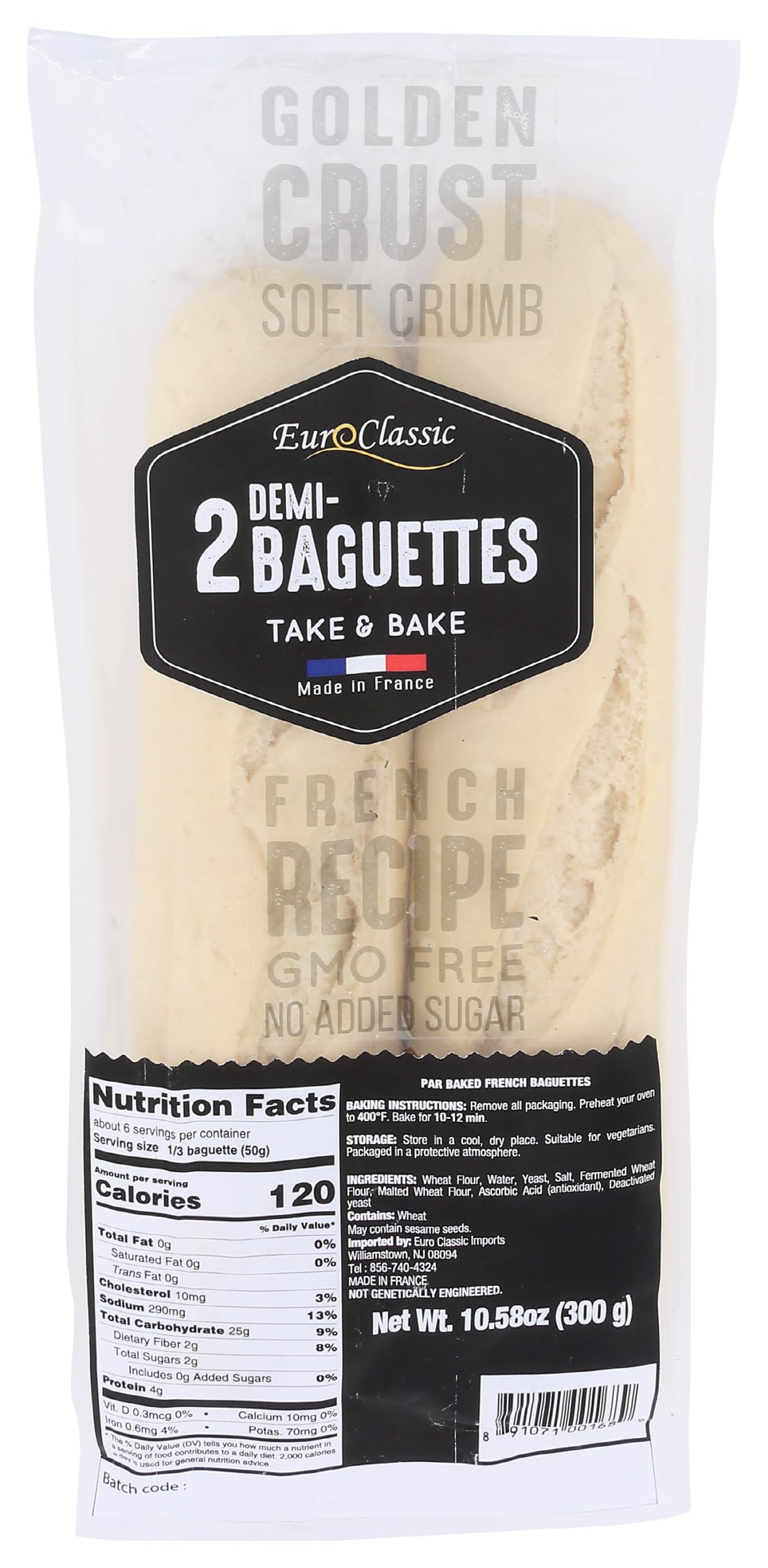 Euro Classic Imports Demi-Baguettes 2 Count, 10.58 OZ
