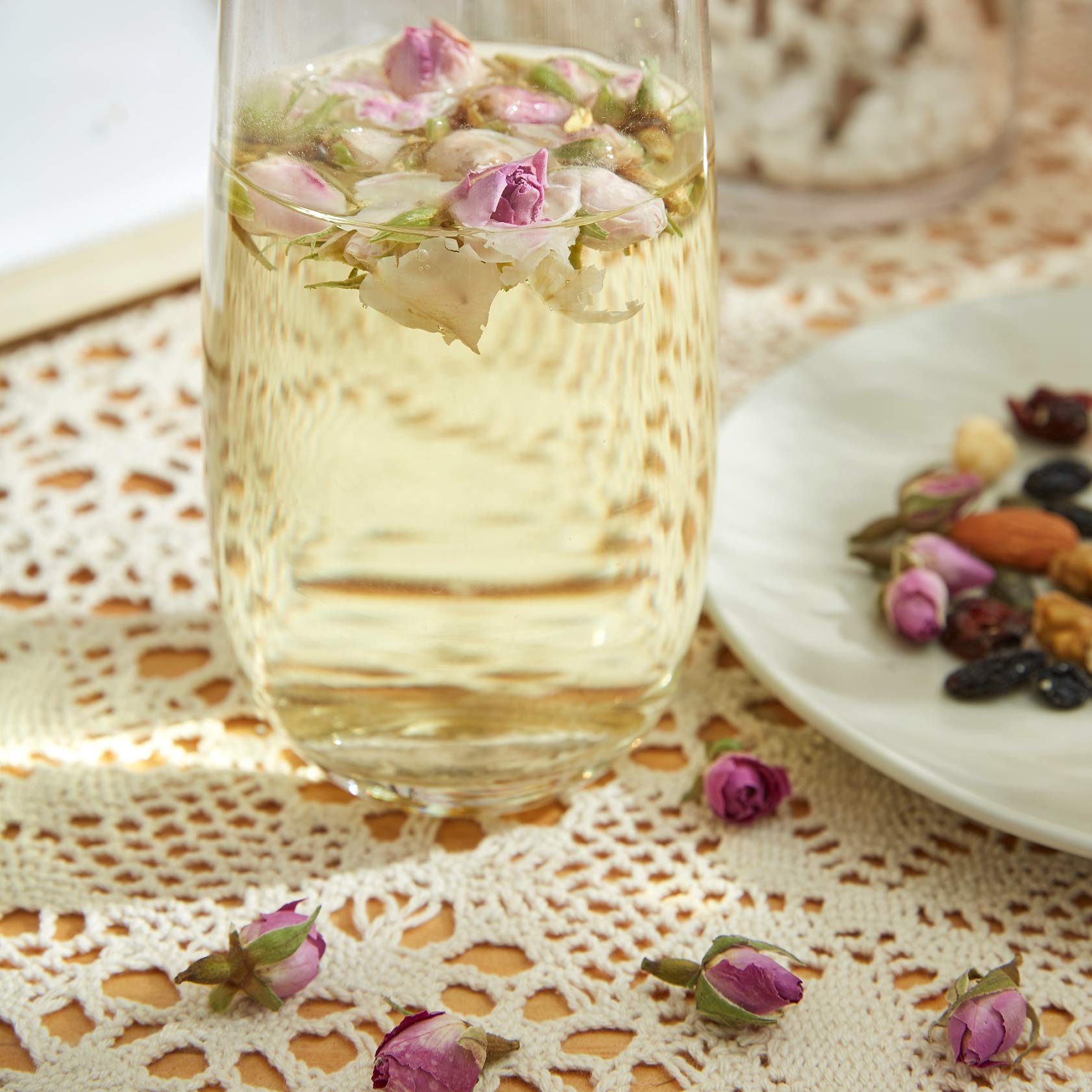 ChaWuWarmSun-[A] Pink Rose Tea Buds(3oz),Loose Leaf Flower Petal Tea,Dried Flowers
