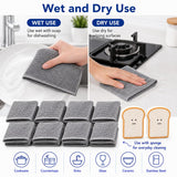 Non Scratch Wire Dishcloths 8 Pack with 2 Kitchen Sponges, Reusable Double Layer Wire Cleaning Cloths for Pots, Pans, Dishes, Sinks and Stove Tops