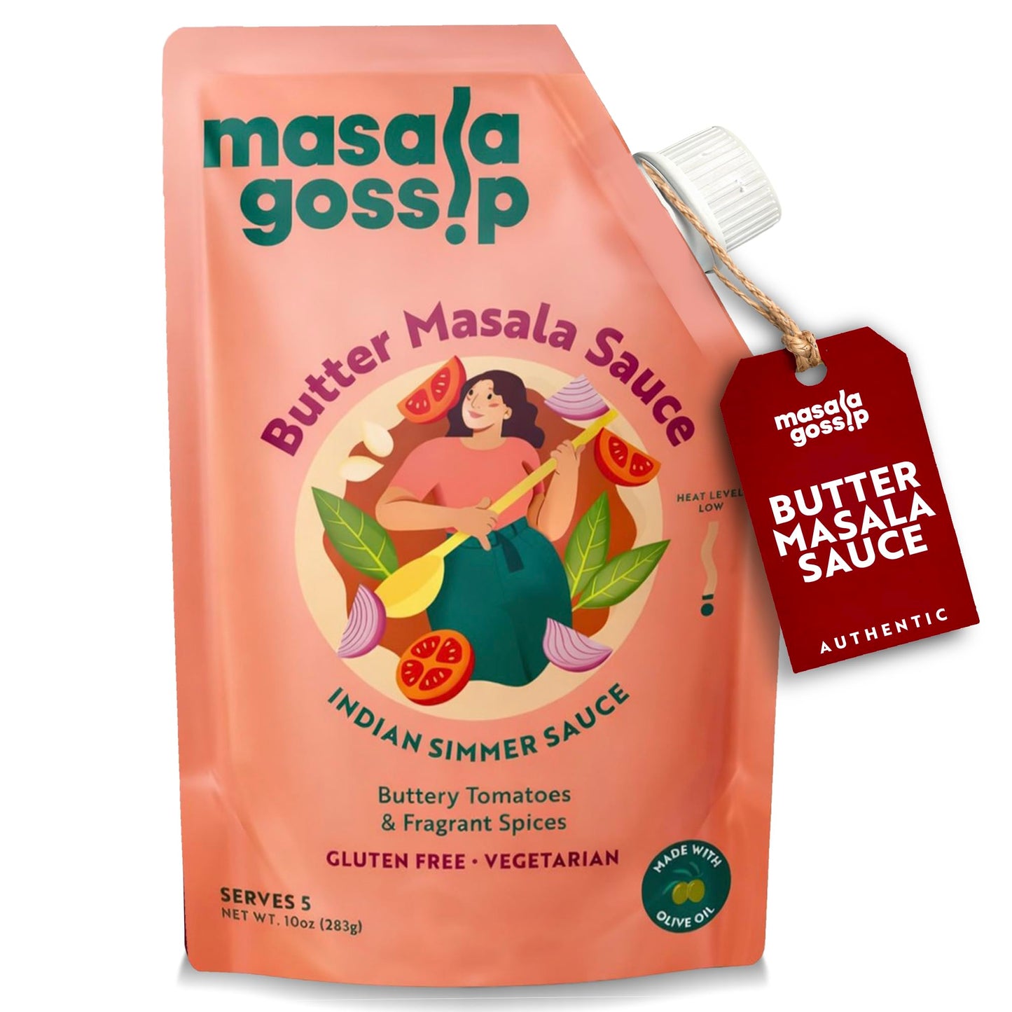 Masala Gossip Butter Masala Simmer Sauce 10 oz - Authentic Makhani Sauce with Real Butter and Tomato - Gluten-Free, Seed Oil Free, No Artificial