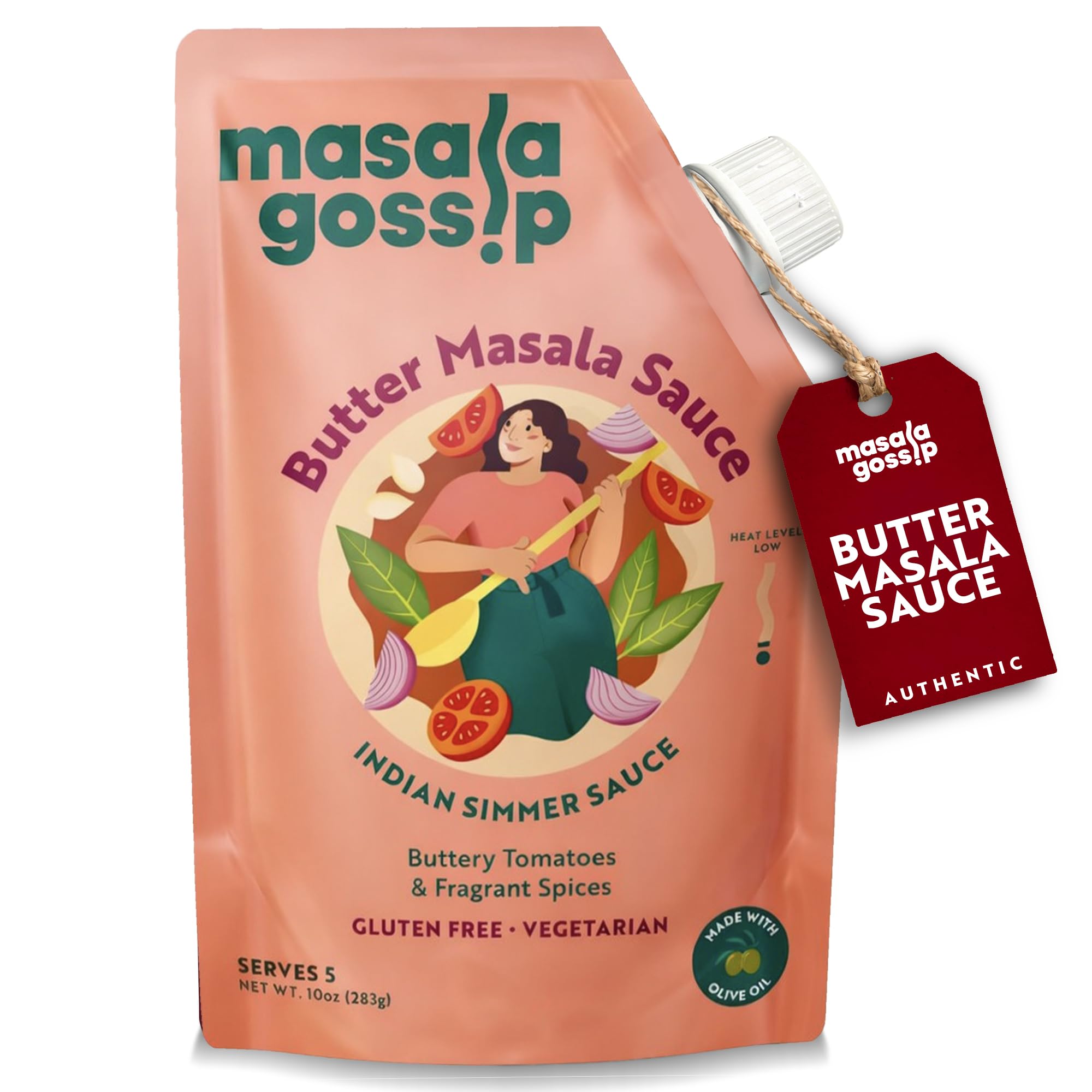 Masala Gossip Butter Masala Simmer Sauce 10 oz - Authentic Makhani Sauce with Real Butter and Tomato - Gluten-Free, Seed Oil Free, No Artificial