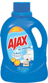 Ajax Oxy Overload Liquid Laundry Detergent, 60 Fl Oz, Fresh Burst Scent, Concentrated Stain Fighter, Quick-Dissolving, All-Machine Compatible