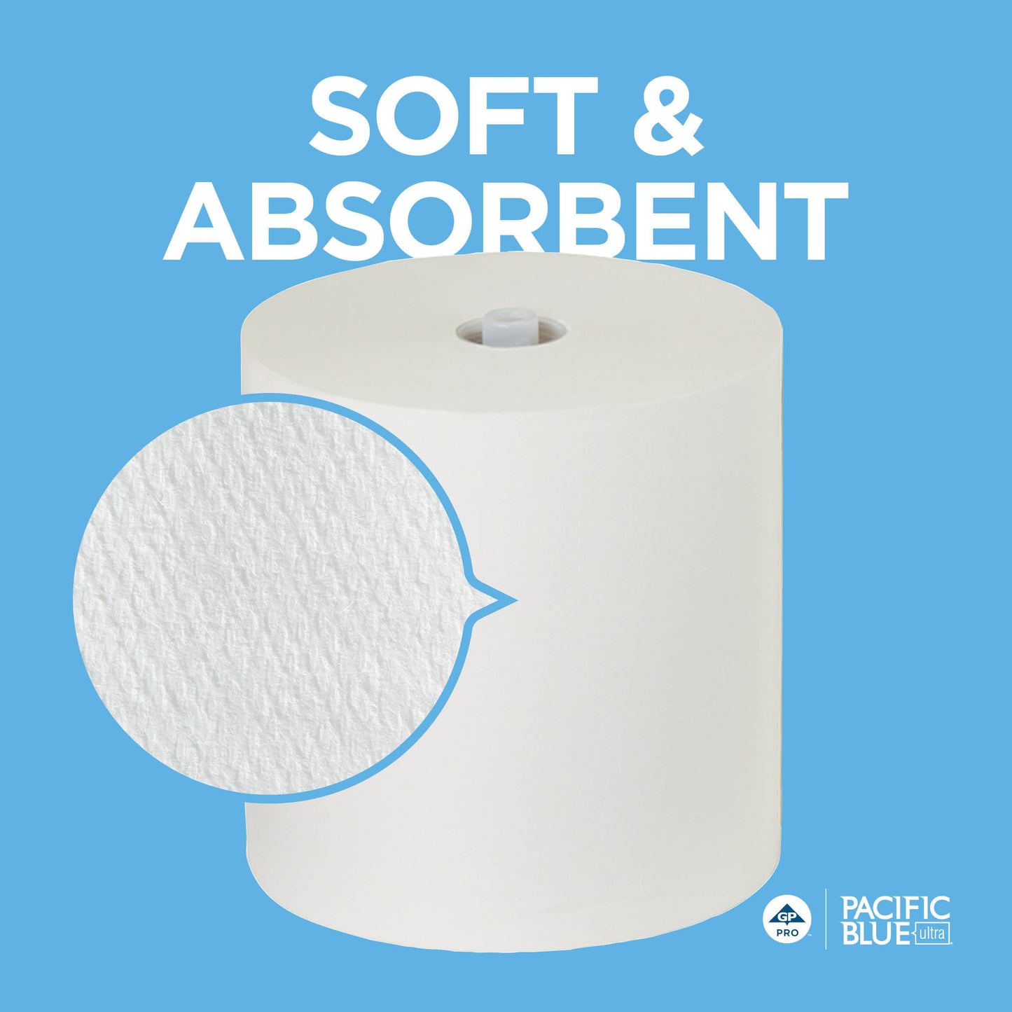 Georgia-Pacific Pacific Blue Ultra 8" High-Capacity Recycled Paper Towel Rolls by GP PRO (Georgia-Pacific), White, 26491, 1,150 Linear Feet Per Roll
