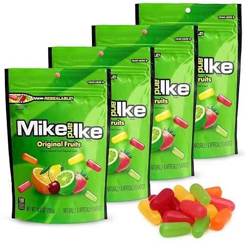 Mike and Ike Original Fruits Candy, 4 Pack of Bulk Movie Theater Candy 10 OZ Each, Ideal for Your Favorite Films, Perfect Theater Box for Sharing