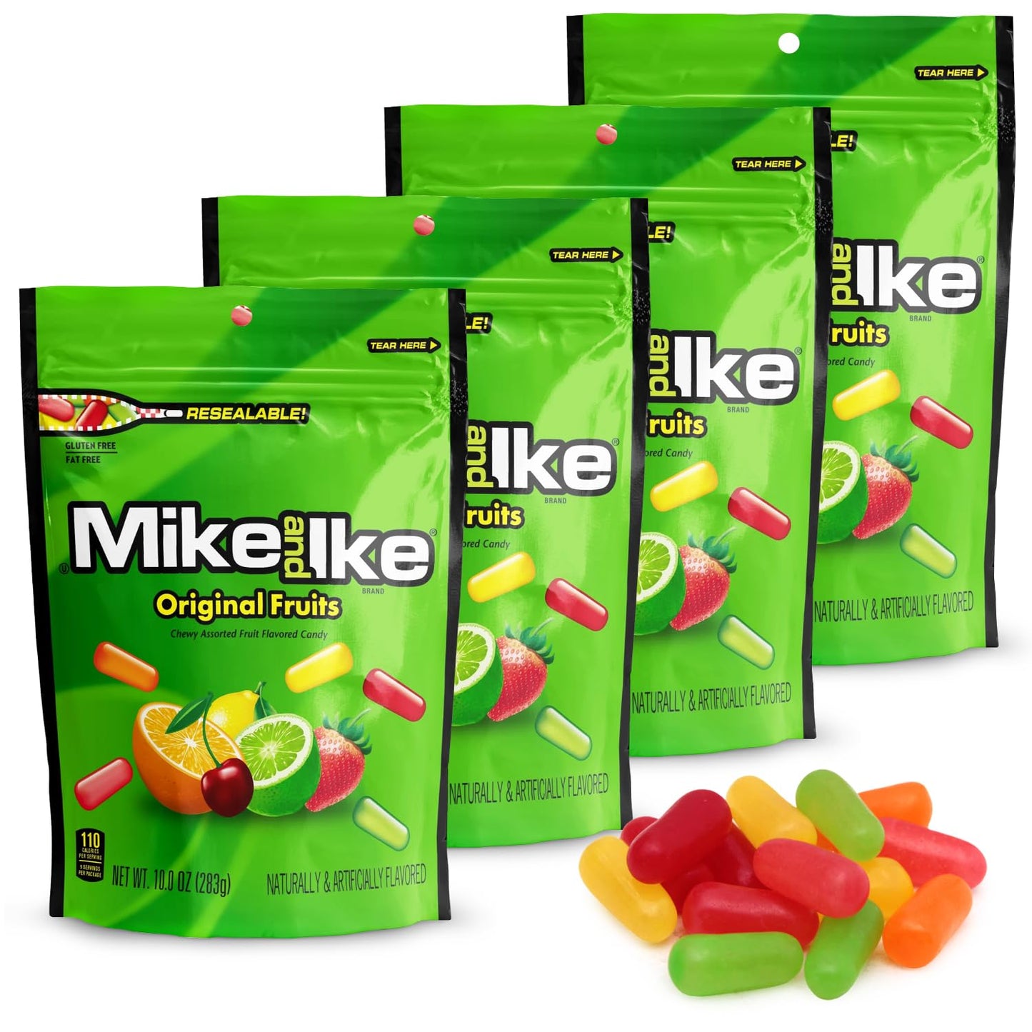 Mike and Ike Original Fruits Candy, 4 Pack of Bulk Movie Theater Candy 10 OZ Each, Ideal for Your Favorite Films, Perfect Theater Box for Sharing