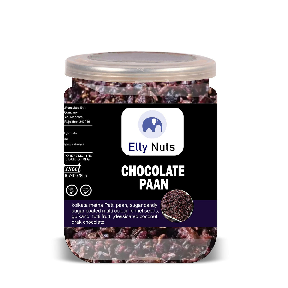 ELLY NUTS Chocolate Paan 500 Gram Airtight Container