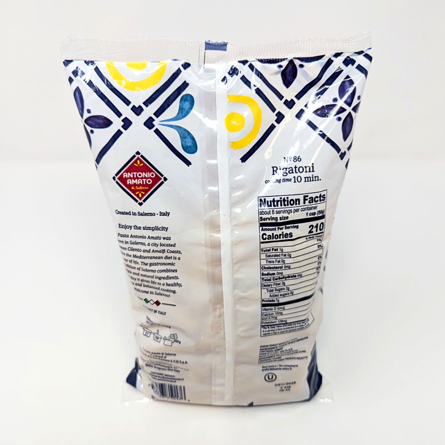 ANTONIO AMATO di Salerno -NO.18 Rigatoni - (Pack of 5, 5lb total weight) - pasta di semola di grano duro - durum wheat semolina pasta macaroni product