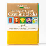 Truly Free Reusable Cleaning Cloth, 2 Pack - Multipurpose Super Absorbent, Reusable, Durable, Washable Kitchen Towels, Cleaning Rags, Cloth Wipes