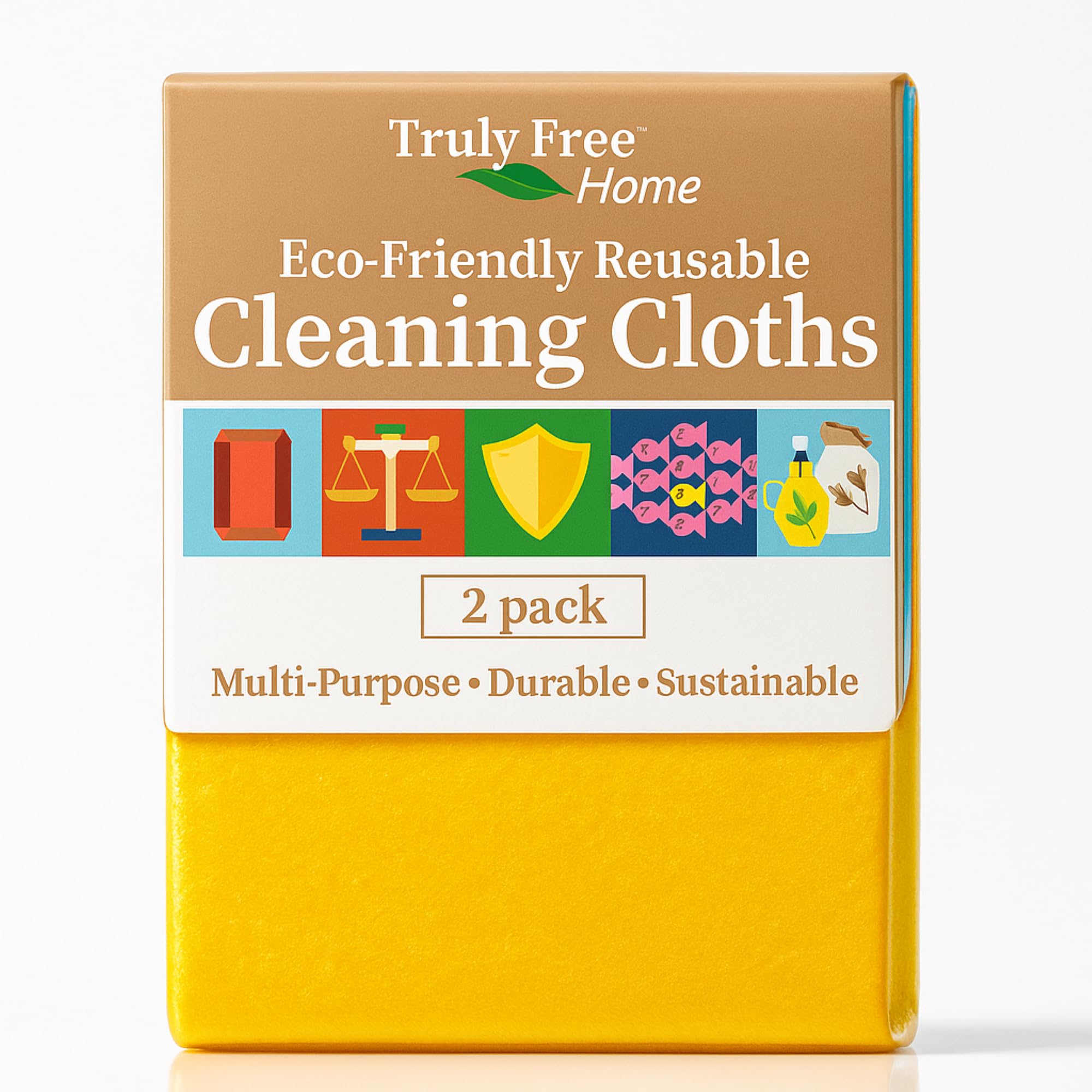 Truly Free Reusable Cleaning Cloth, 2 Pack - Multipurpose Super Absorbent, Reusable, Durable, Washable Kitchen Towels, Cleaning Rags, Cloth Wipes