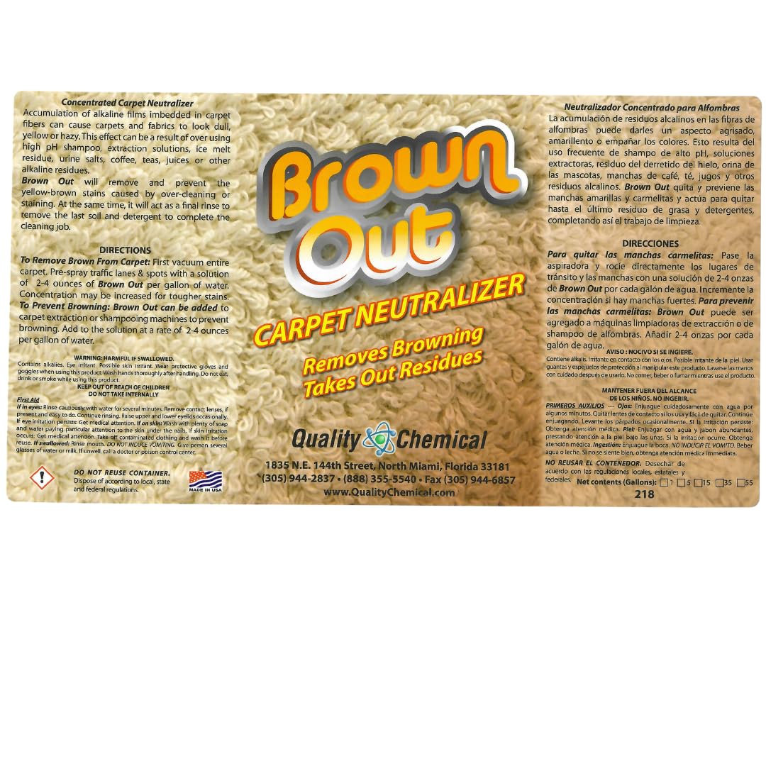 Quality Chemical Brown Out Carpet Stain Remover/Carpet Cleaner Solution for Machine/Carpet Cleaning Solution/Rug Shampoo Cleaner/Rug Shampoo - 128 oz