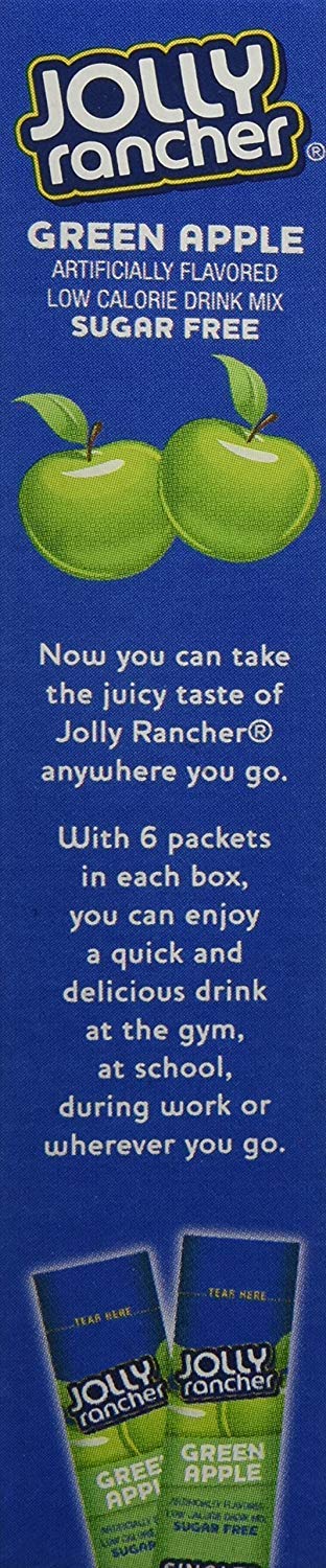 Jolly Rancher, Green Apple Singles To Go! Sugar Free Drink Mix, 6 Count