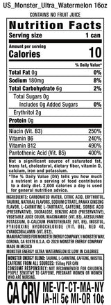 Monster Energy Drink Zero Ultra Variety - Paradise, Watermelon, Rosa, Fiesta 16 ounce (Pack of 16) and Stinger Pomegranate Passionfruit Chews