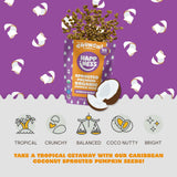 Happiness Foods™ Caribbean Coconut - Sprouted Organic Raw Pumpkin Seeds - High Protein, Certified USDA Organic, Non-GMO, Low Carb, Vegan, Gluten-Free