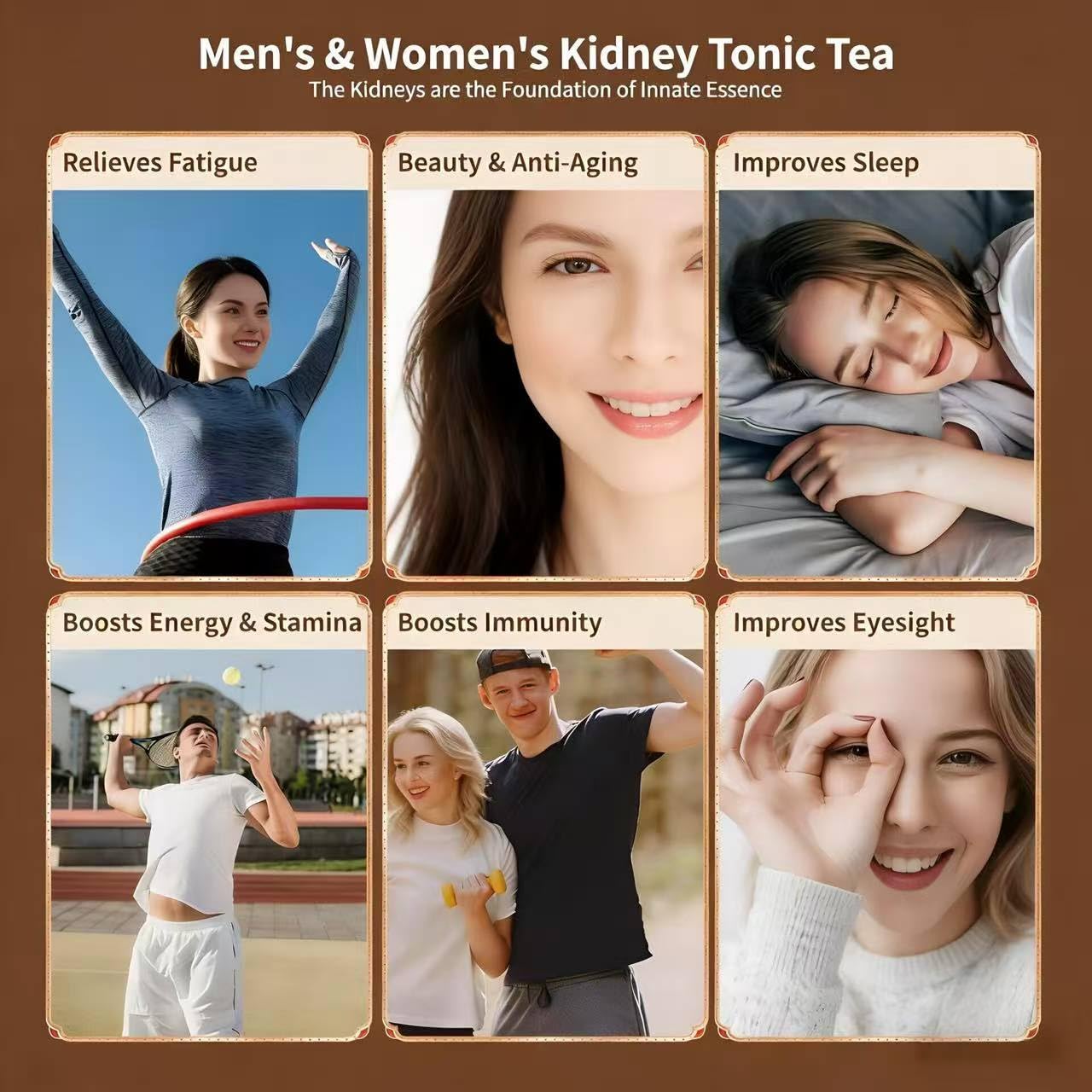 Ginseng Five Treasure Tea, Traditional Chinese Herbal TeaBags for Energy & Kidney Support, Natural Kidney Cleanse Detox Tea for Men & Women Detox