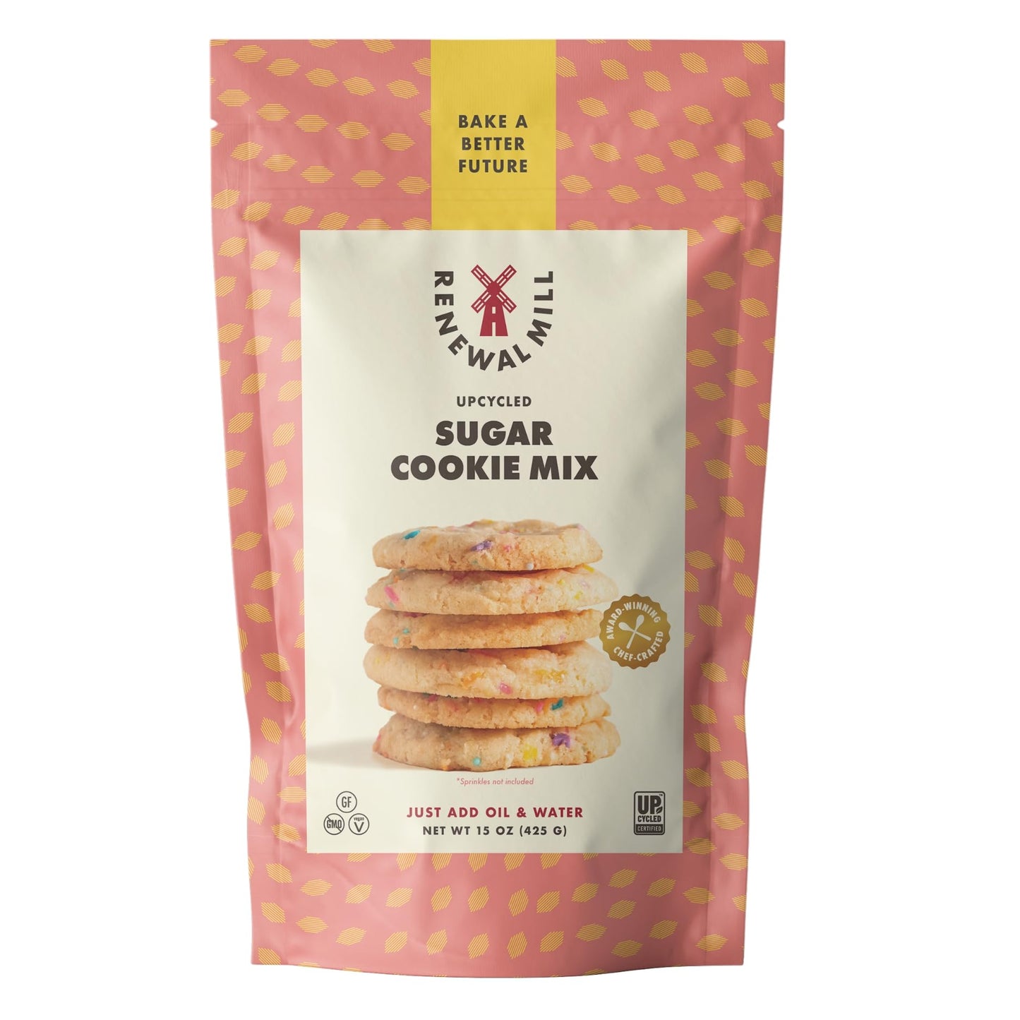 Renewal Mill Sugar Cookie Mix 15 oz, Gluten-Free, Vegan, Non-GMO, Upcycled Ingredients I Easy to Make, Only Requires Oil and Water, Kid-Friendly | Packaging May Vary
