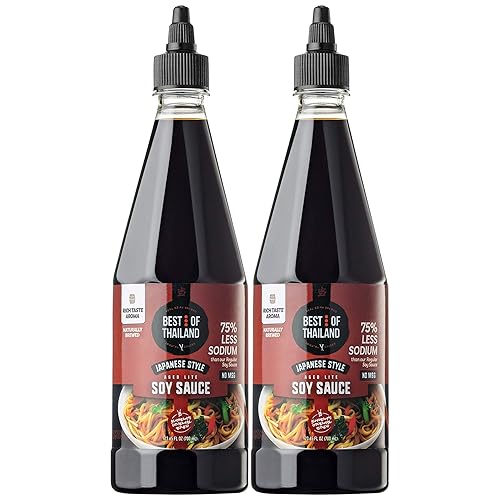 Best of Thailand Japanese Soy Sauce | Japanese Style Barrel Aged Lite Dark Soy Sauce | 2 Bottles of 23.65oz Real Authentic Asian-Brewed Marinade Sauce