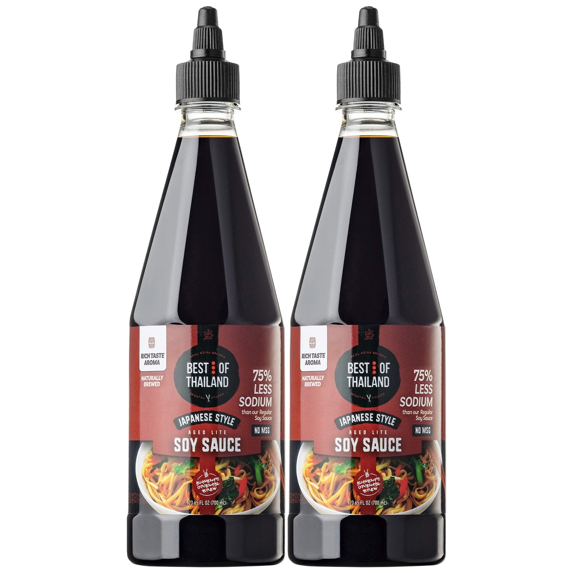 Best of Thailand Japanese Soy Sauce | Japanese Style Barrel Aged Lite Dark Soy Sauce | 2 Bottles of 23.65oz Real Authentic Asian-Brewed Marinade Sauce