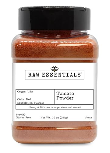 Raw Essentials Tomato Powder | Tomato Paste Powder | Perfect for Soups, Sauces, Stews, Dips, and Seasoning Blends| Savory & Rich| Non-GMO, Gluten Free