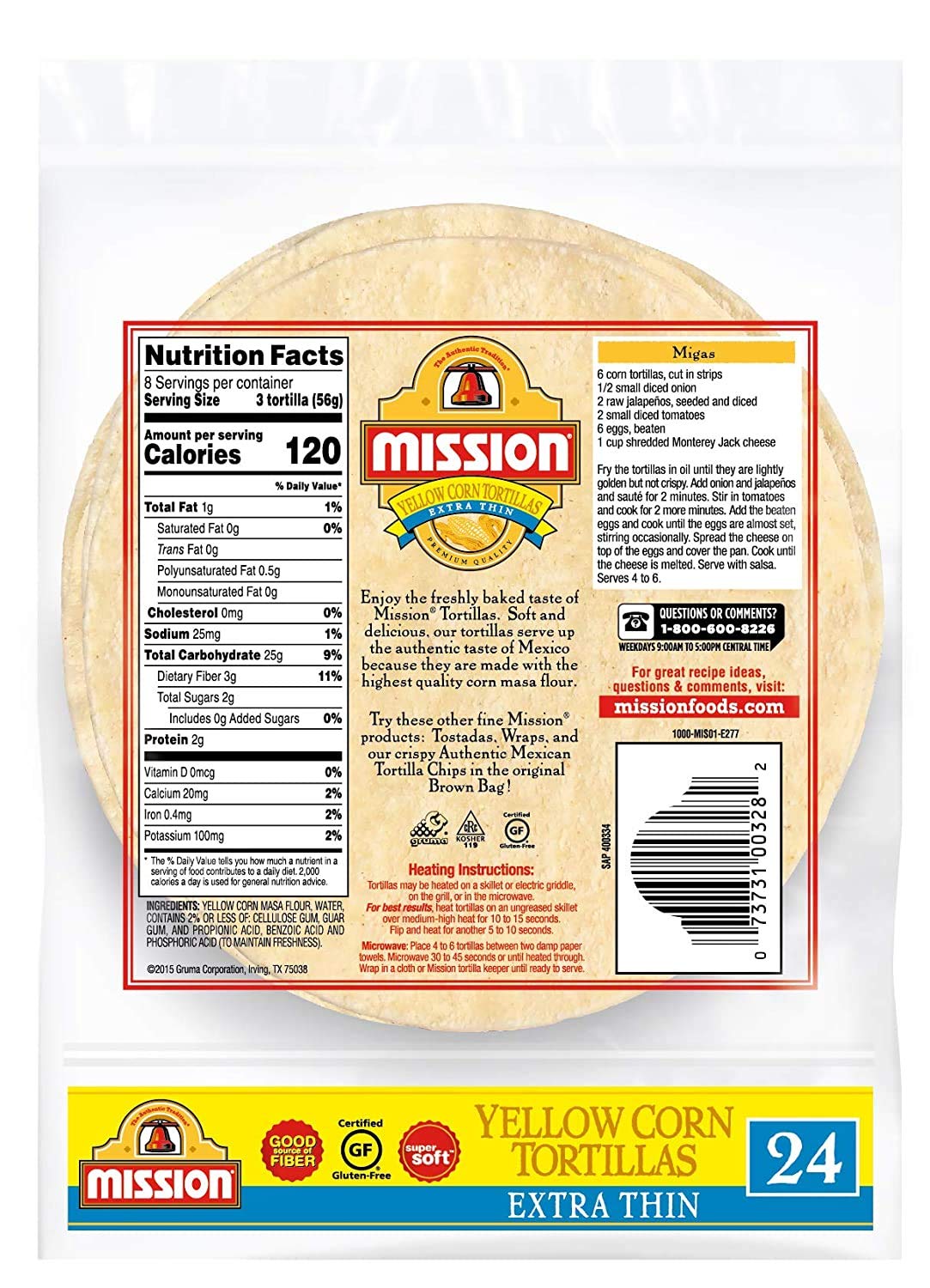 Mission Extra Thin Yellow Corn Tortillas, Gluten Free, Trans Fat Free, Small Soft Taco Size - 2 Packs 1 Pound (Pack of 2)