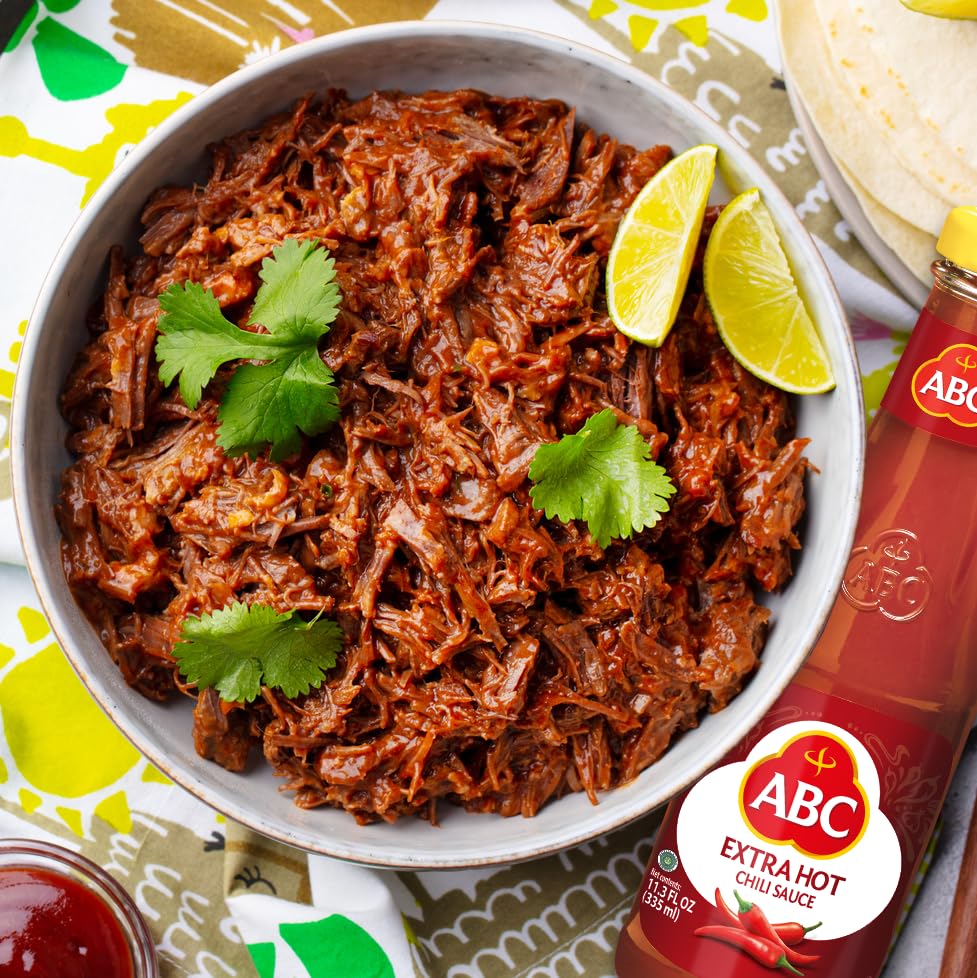 ABC Extra Hot Chili Sauce, 11.3 Oz, Spicy Sriracha Style Sambal, No MSG, Umami Flavor, Indonesian BBQ Dip Made with Chili & Garlic
