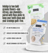 The Safe And Fair Food Company Granola Key Lime Pie 12 OZ, Chocolate Chip Cookie Dough 12 OZ Bundle with Dental Floss - Allergen-Free, Plant-Based