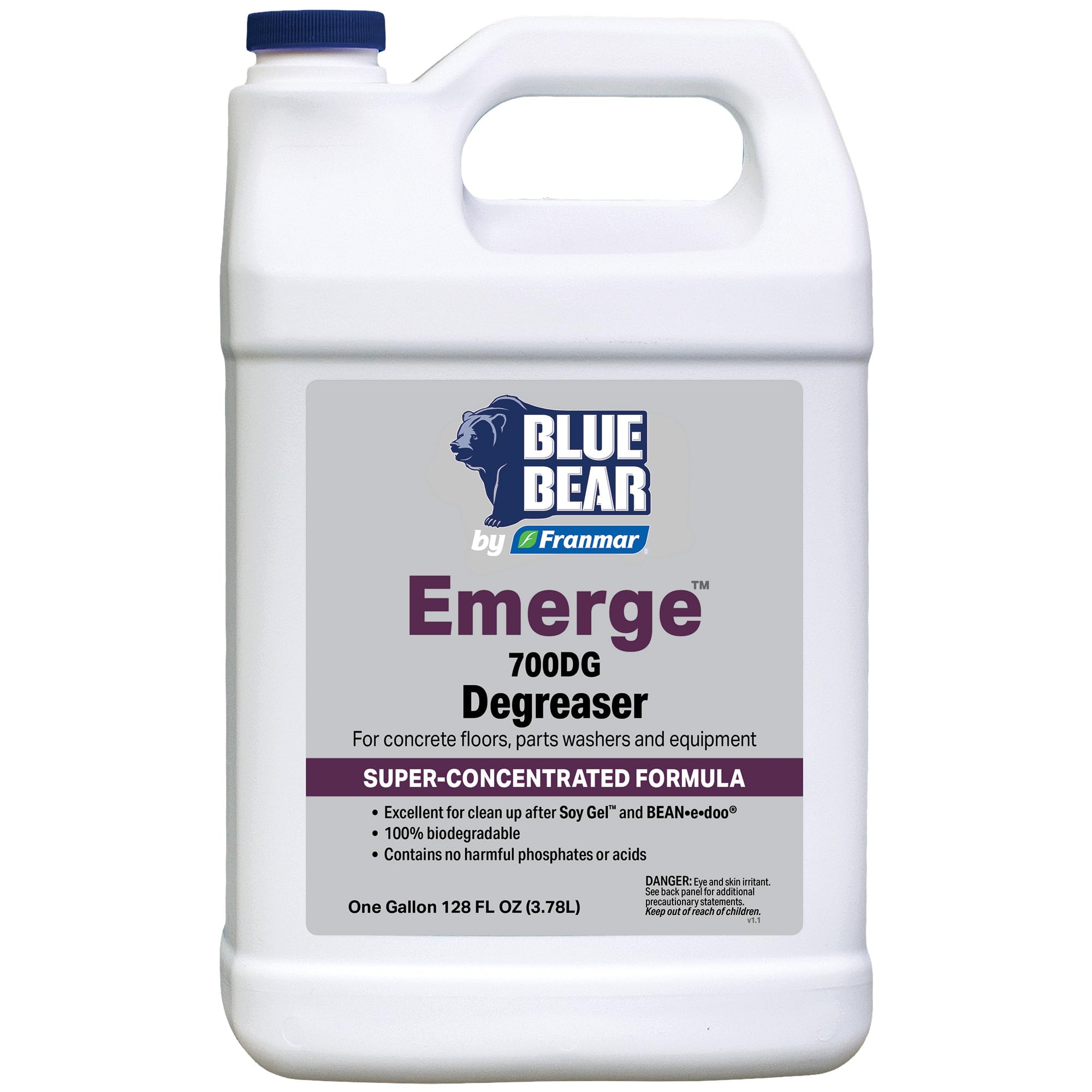 BLUE BEAR 700DG Emerge Degreaser Low-Odor, Biodegradable Cleaner Removes Oil, Grease, Dirt & Grime from Concrete, Tile, Wood, Stone & Tools Safe