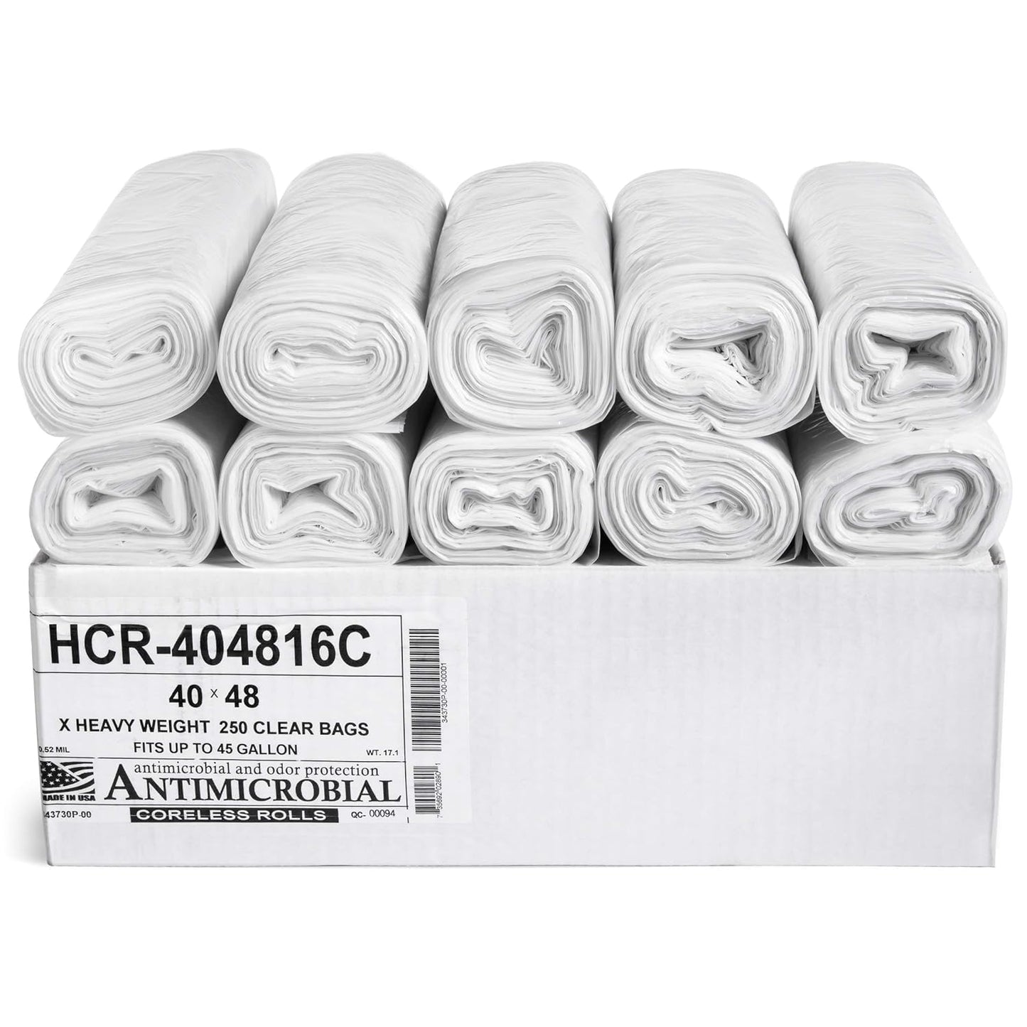 Aluf Plastics 45 Gallon Clear Trash Bags 40" x 48" - 16 Micron Equivalent High Density Value Garbage Bags, HCR-404816C (Pack of 1, 250 Count Total)