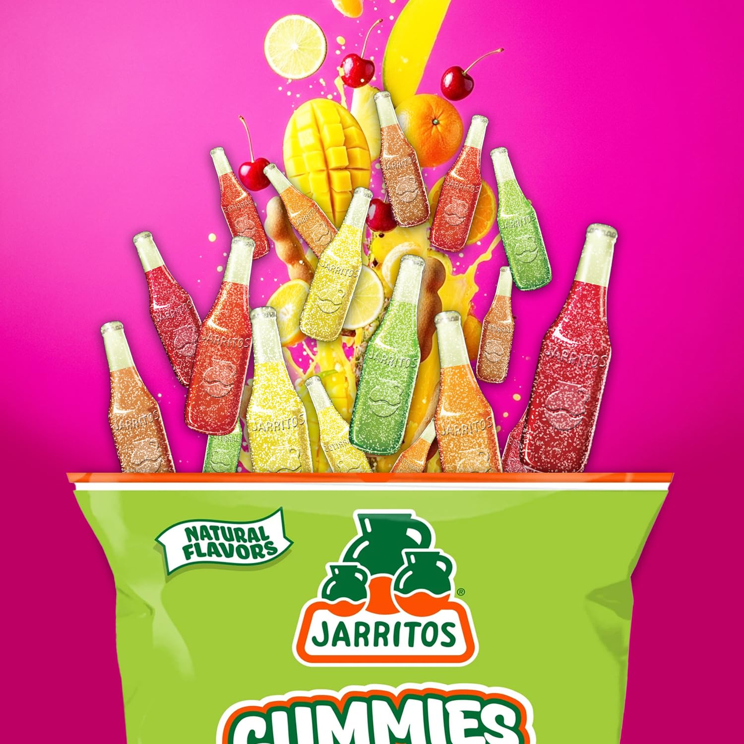 Jarritos Sour Gummies Candy - 4 Pack of Mexican Candies with Natural Flavors - 2 Sour & 2 Original Bags - 6 Fruity Flavors - Tangy & Chewy Snack