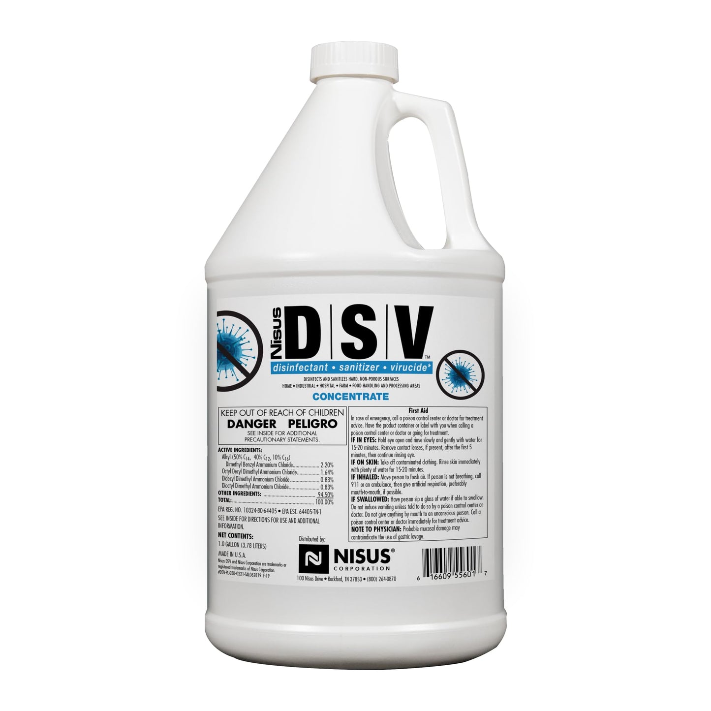 Nisus Product image DSV Disinfectant, Sanitizer, Virucide, Concentrated Solution for Hard Non-Porous Surfaces, Hospitals, Homes, Industrial & Food