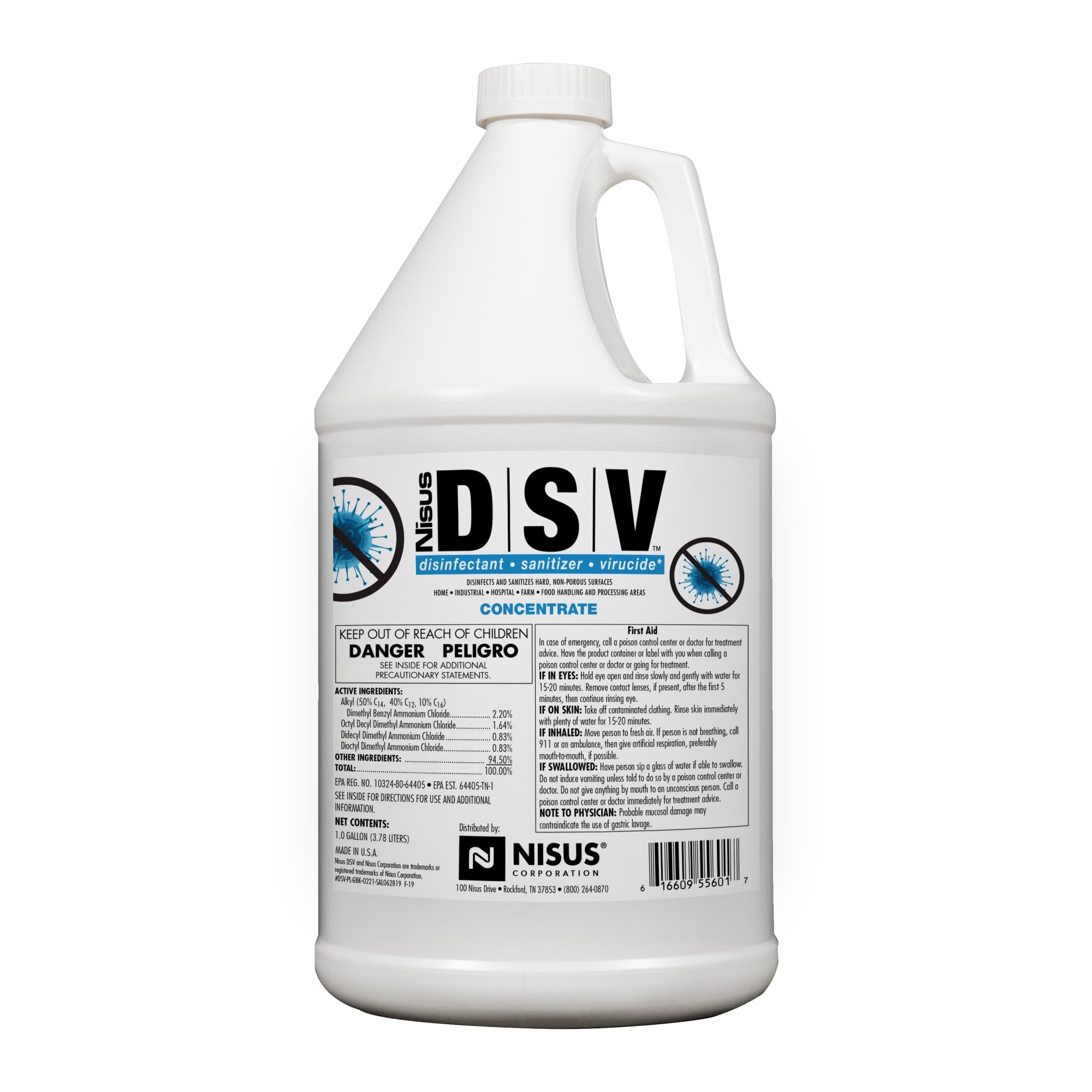 Nisus Product image DSV Disinfectant, Sanitizer, Virucide, Concentrated Solution for Hard Non-Porous Surfaces, Hospitals, Homes, Industrial & Food