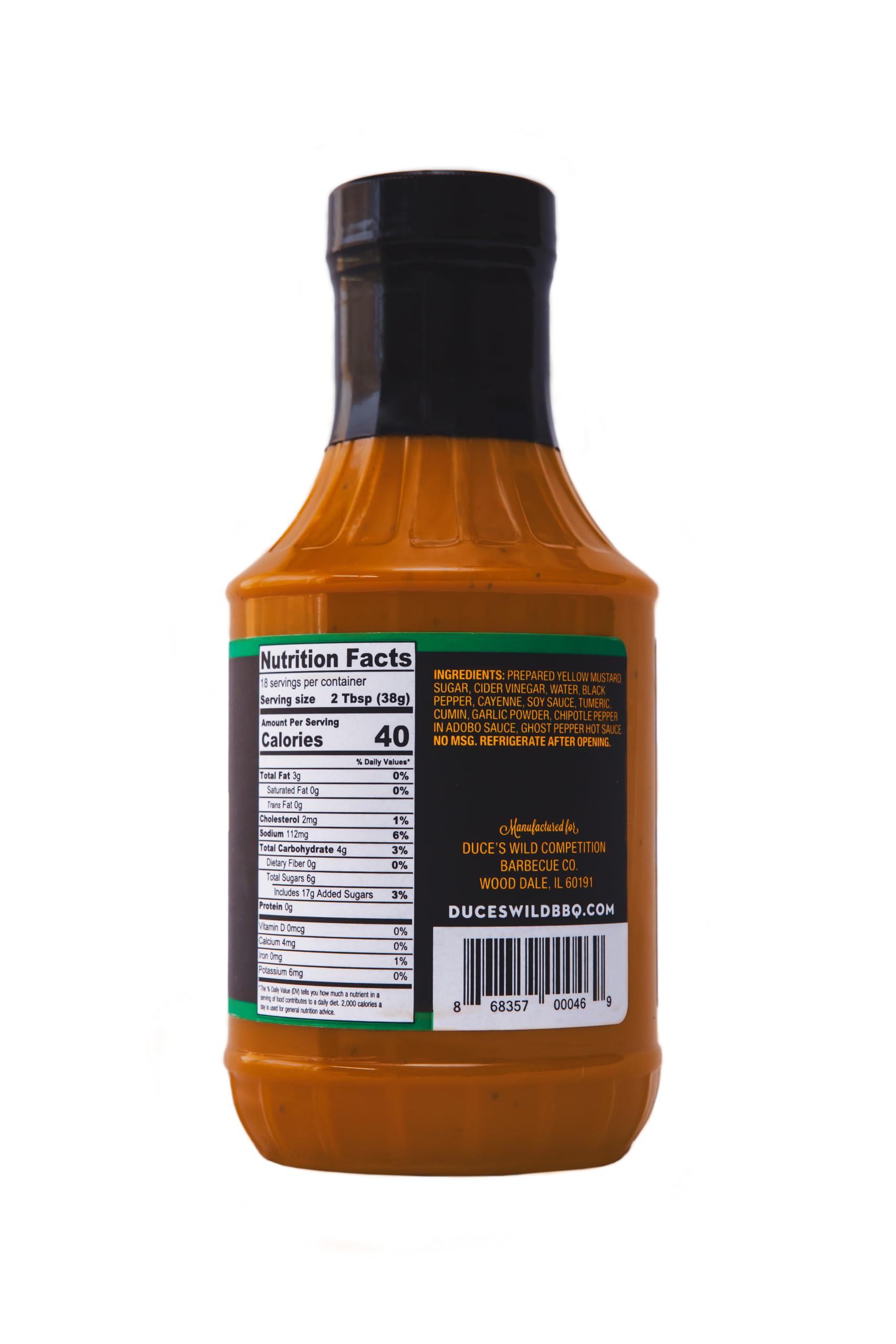 Duce’s Wild Barbecue Wild Ghost Chili Mustard Sauce - Sweet & Spicy Mustard BBQ Sauce with Ghost Chili & Chipotle Peppers - Bold Grilling & Smoking