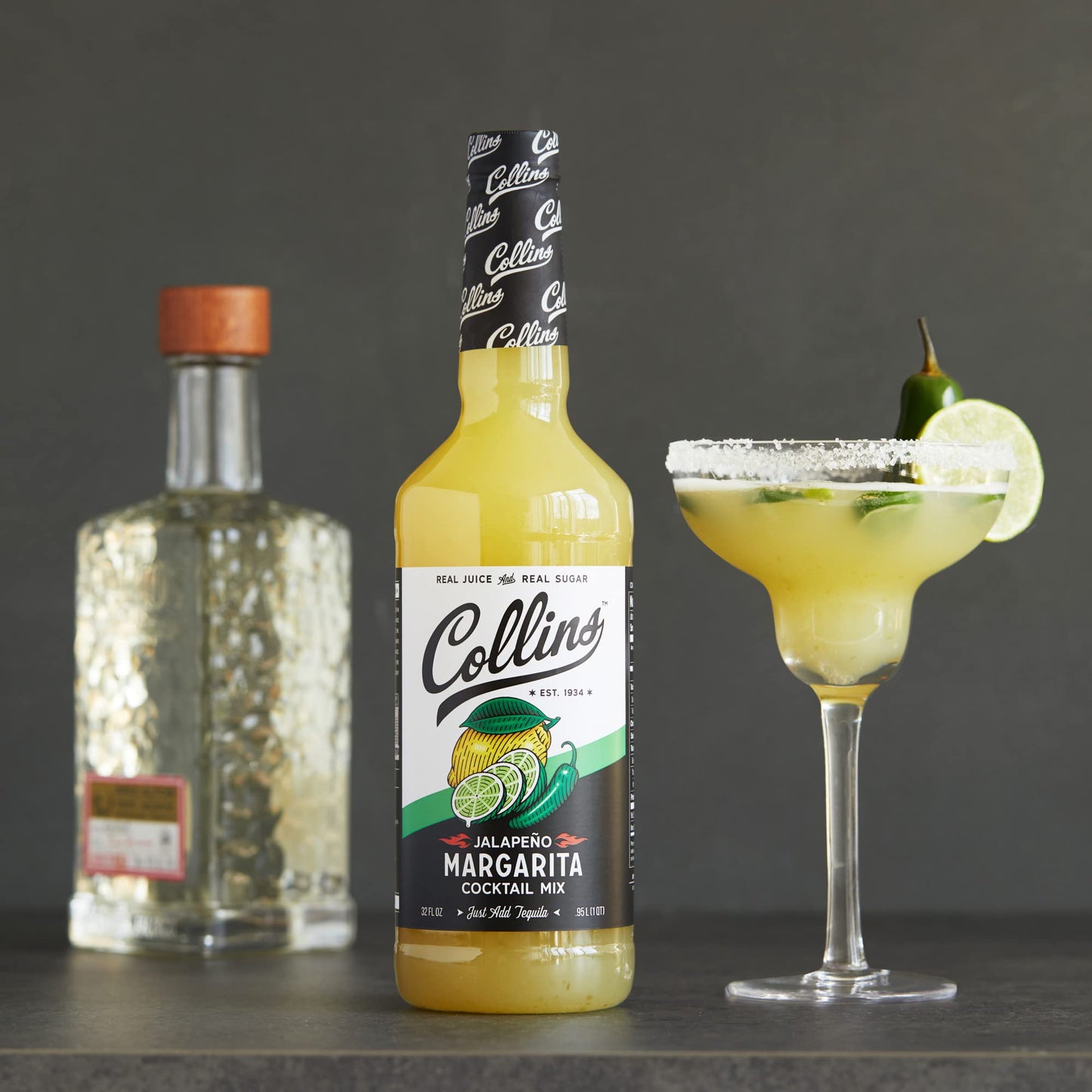 Collins Jalapeno Margarita Mix | Made With Real Jalapeno Puree and Lime, Lemon, and Orange Juice With Natural Flavors, Cocktail Recipe Ingredient