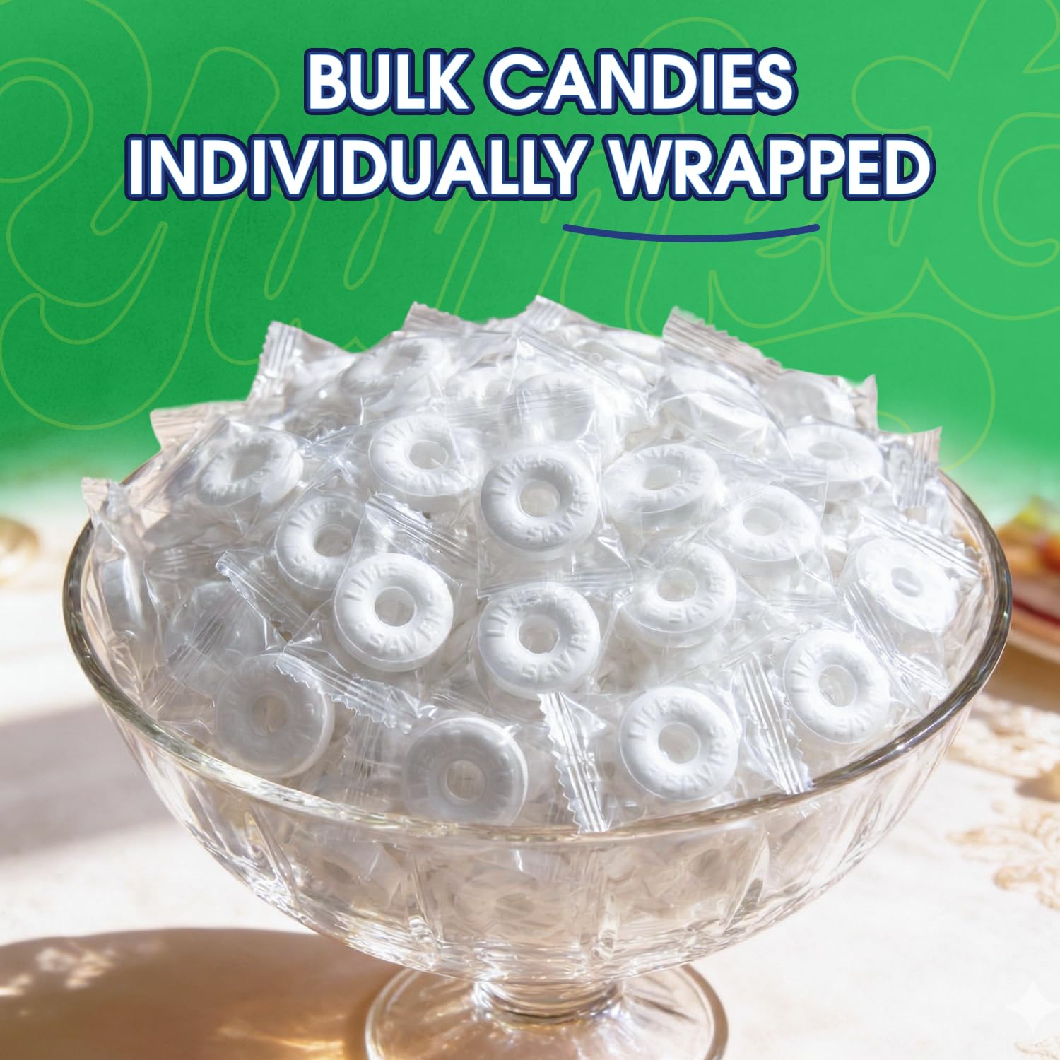 Wint O Green Hard Candy - Individually Wrapped, 1.5 Lb Bulk Bag, Refreshing Breath Mints & Classic White Candy, for Office Desk, Reception, Parties